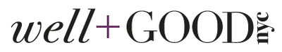 Logo of 'well + good' magazine with red and black text.